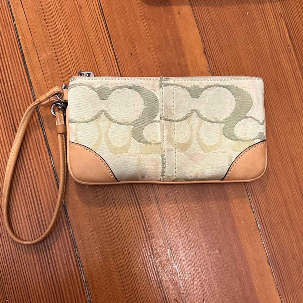 Coach Tan and Cream Wristlet
